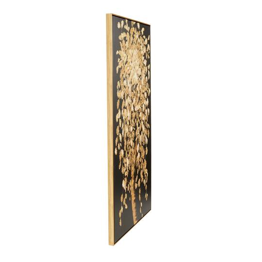 30" x 59" Black Polystone Tree with Gold Foil Accents Framed Wall Art